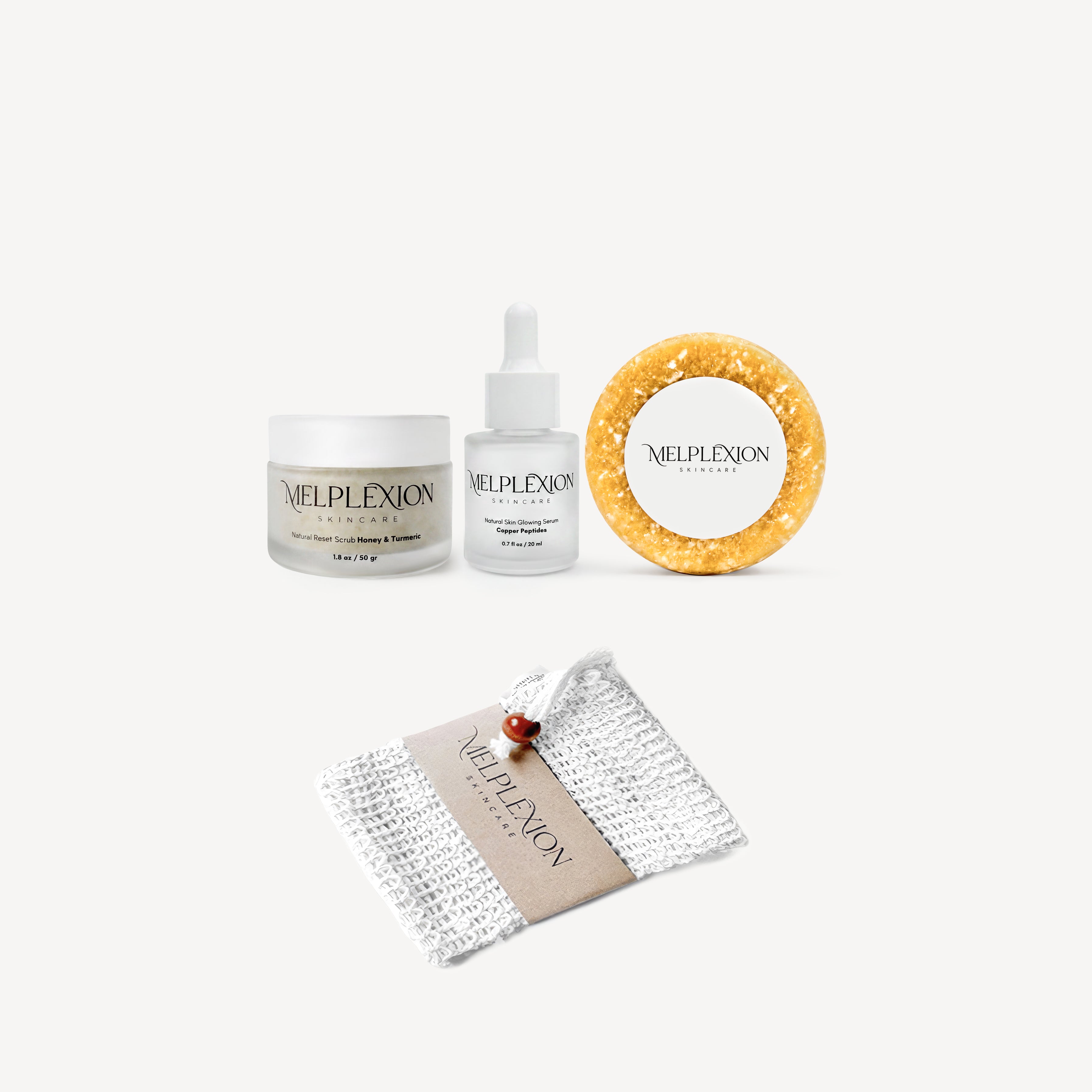 (SUMMER DEAL) Natural Scrub + Glowing Serum + Natural Blemish Soap